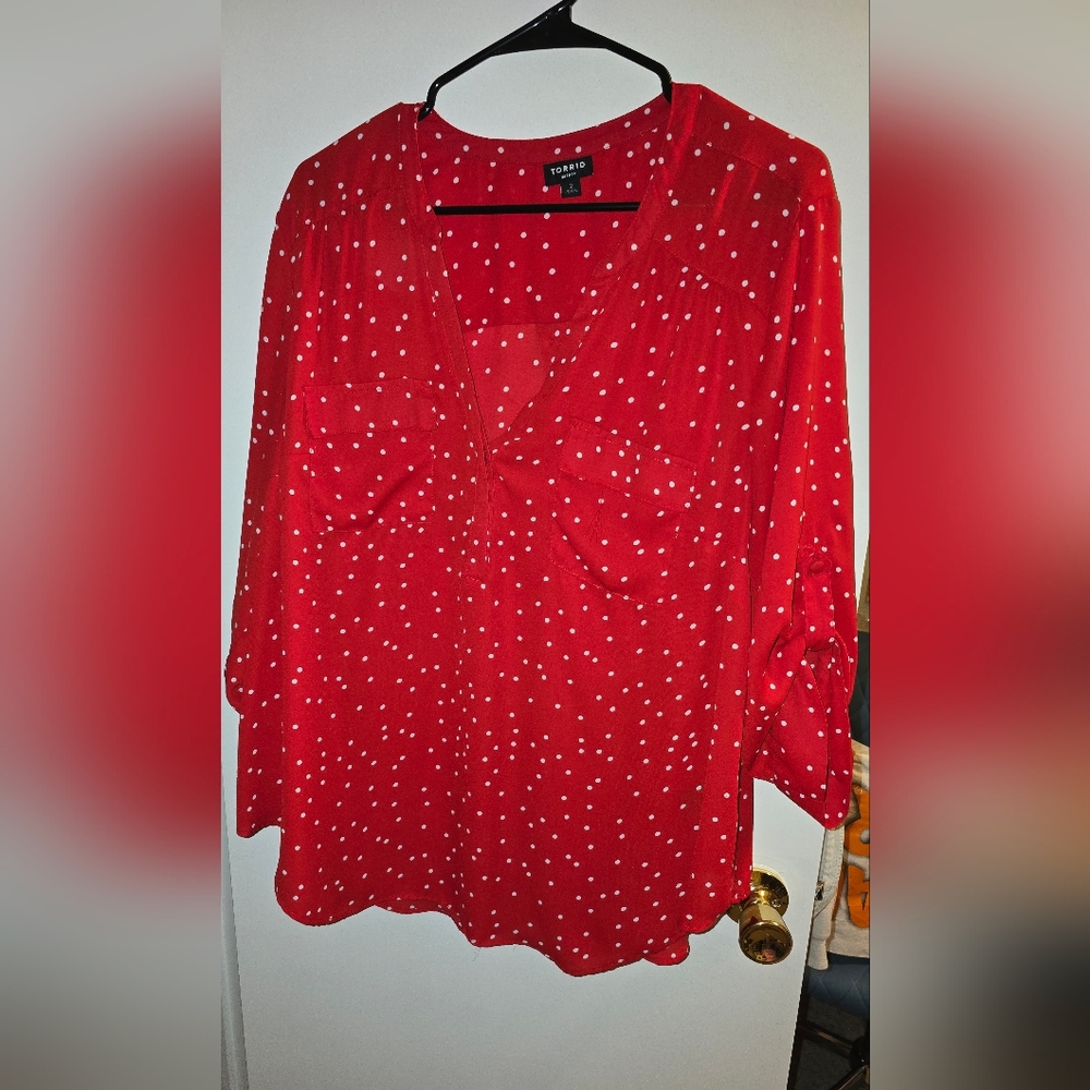 Torrid Red Top with White Dots